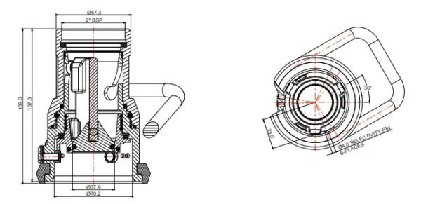 70mm Drytyt Dry Disconnect Hose Unit 2" BSP inlet, Viton seal, no selectivity 895V/B700A00 FORT VALE - Imagen 2