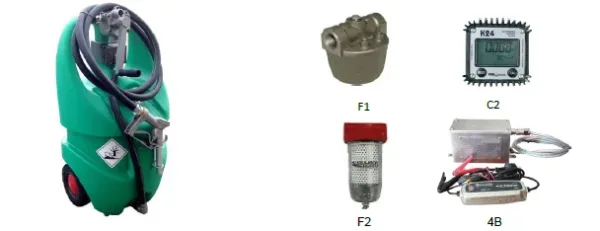 EMILCADDY GASOLINE 55 ROTARY PUMP MANUAL NOZZLE 3m HOSE EMB55MB EMILIANA - Imagen 2