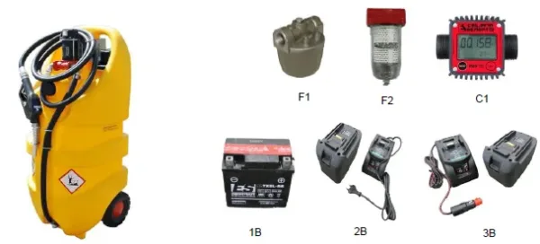 EMILCADDY 110 DIESEL LOW FLOW RATE BATTERY PUMP 12V o 24V (40 l/min) AUTOMATIC NOZZLE 60 3m HOSE EMG110AC EMILIANA - Imagen 2