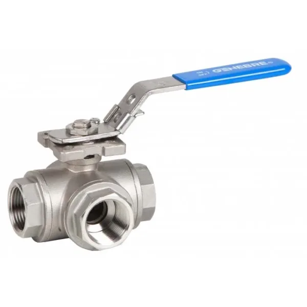 VALVULA DE BOLA 3 VIAS EN L ROSCA HEMBRA 1/2 BSP INOX GENEBRE 2040 04